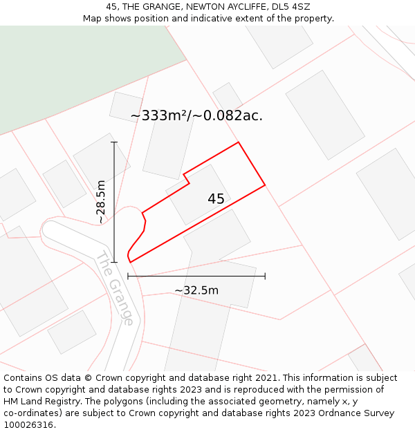 45, THE GRANGE, NEWTON AYCLIFFE, DL5 4SZ: Plot and title map