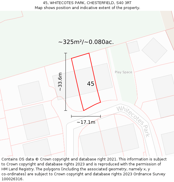 45, WHITECOTES PARK, CHESTERFIELD, S40 3RT: Plot and title map