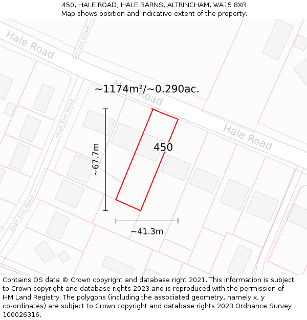 450, HALE ROAD, HALE BARNS, ALTRINCHAM, WA15 8XR: Plot and title map