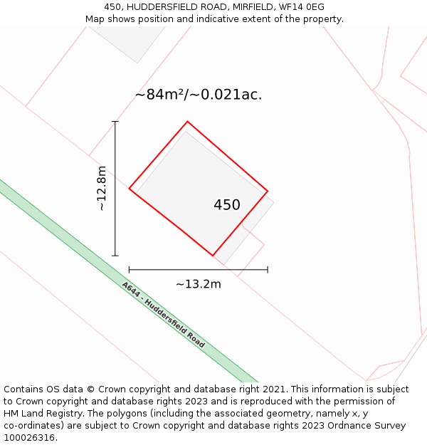 450, HUDDERSFIELD ROAD, MIRFIELD, WF14 0EG: Plot and title map