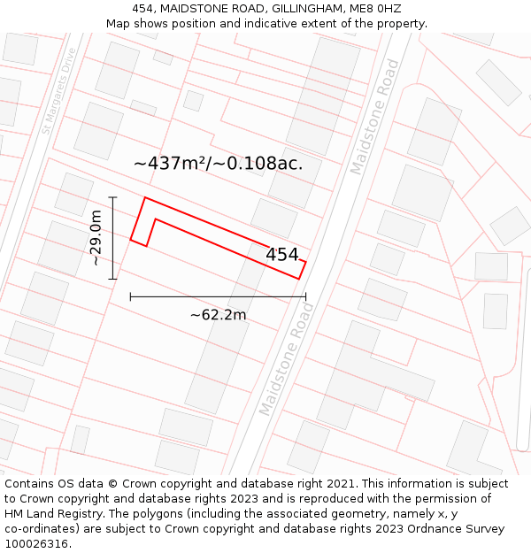 454, MAIDSTONE ROAD, GILLINGHAM, ME8 0HZ: Plot and title map