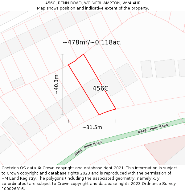 456C, PENN ROAD, WOLVERHAMPTON, WV4 4HP: Plot and title map