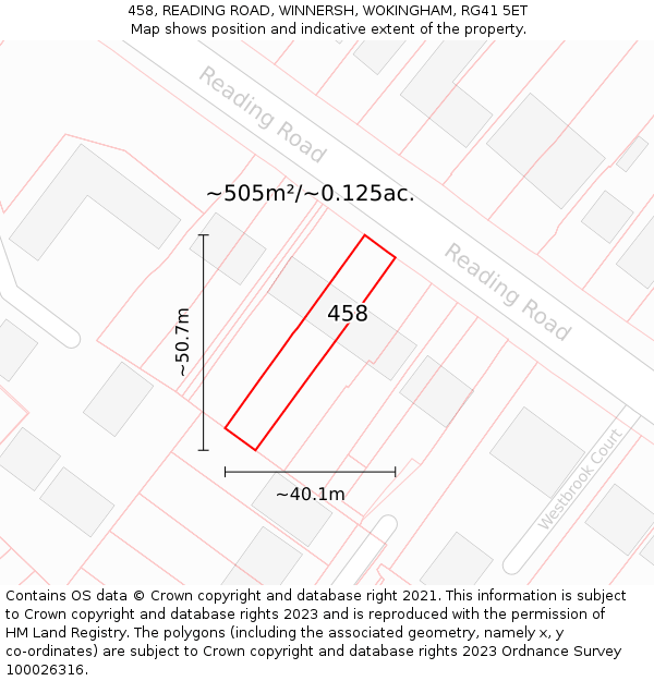 458, READING ROAD, WINNERSH, WOKINGHAM, RG41 5ET: Plot and title map