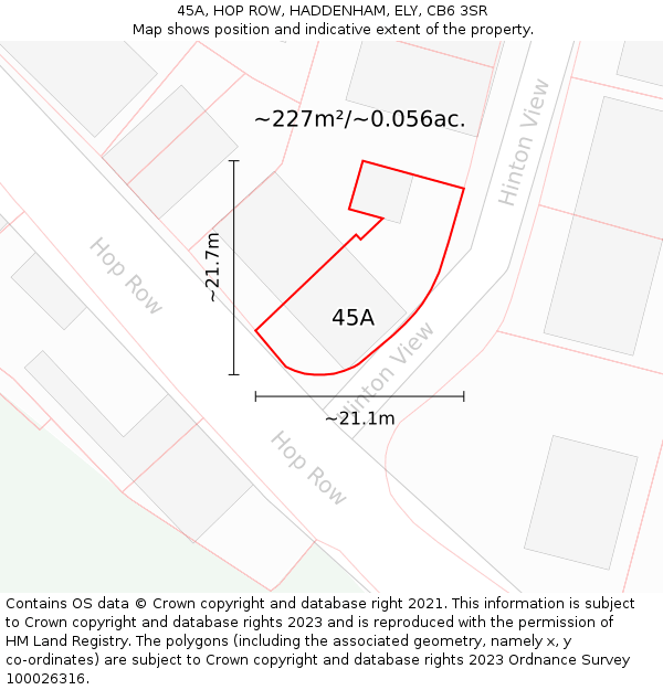 45A, HOP ROW, HADDENHAM, ELY, CB6 3SR: Plot and title map