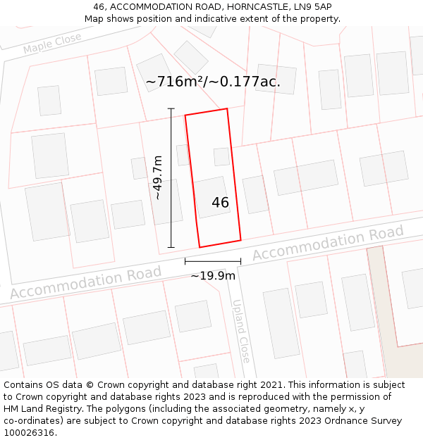 46, ACCOMMODATION ROAD, HORNCASTLE, LN9 5AP: Plot and title map