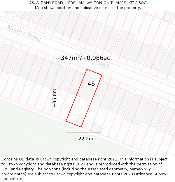 46, ALBANY ROAD, HERSHAM, WALTON-ON-THAMES, KT12 5QQ: Plot and title map