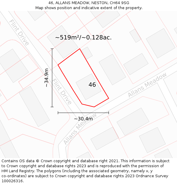 46, ALLANS MEADOW, NESTON, CH64 9SG: Plot and title map