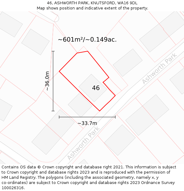 46, ASHWORTH PARK, KNUTSFORD, WA16 9DL: Plot and title map
