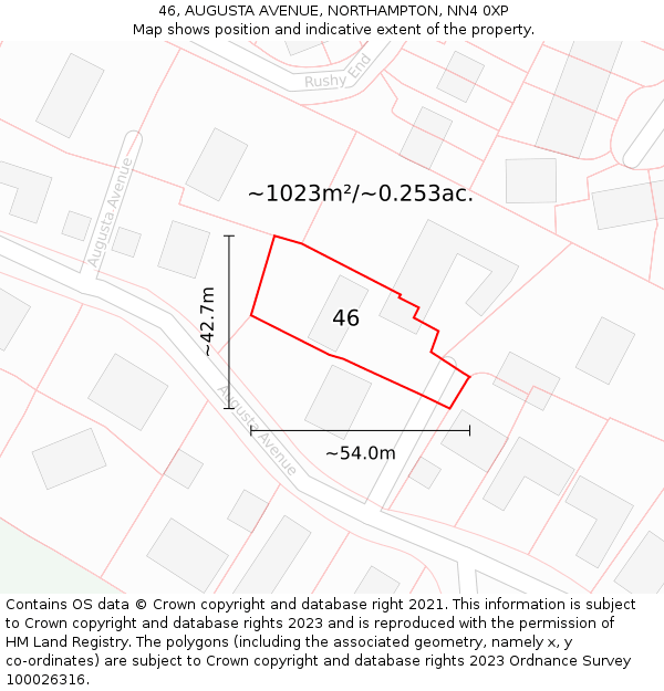 46, AUGUSTA AVENUE, NORTHAMPTON, NN4 0XP: Plot and title map