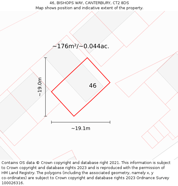 46, BISHOPS WAY, CANTERBURY, CT2 8DS: Plot and title map