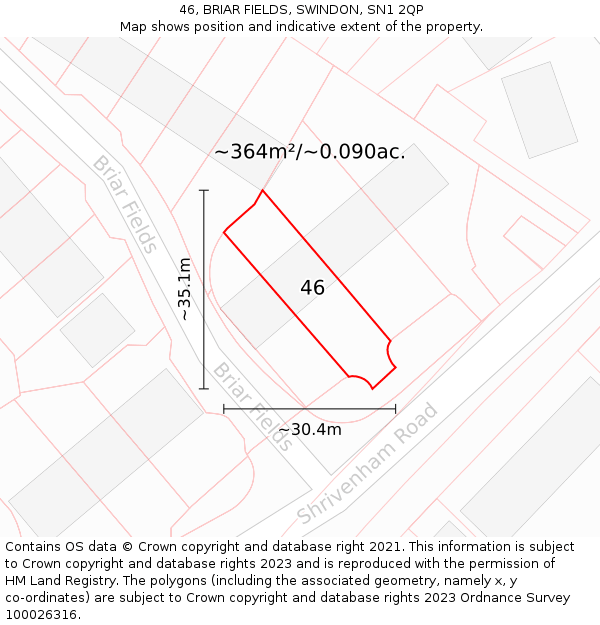 46, BRIAR FIELDS, SWINDON, SN1 2QP: Plot and title map