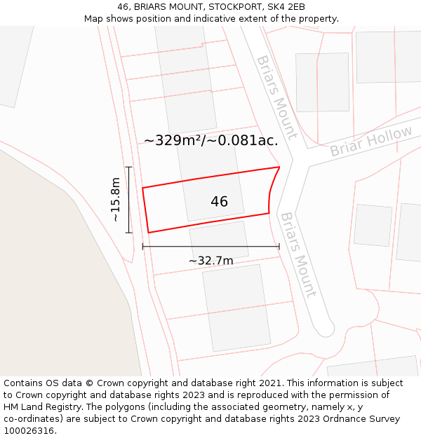 46, BRIARS MOUNT, STOCKPORT, SK4 2EB: Plot and title map