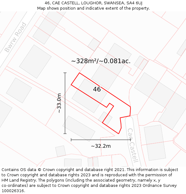 46, CAE CASTELL, LOUGHOR, SWANSEA, SA4 6UJ: Plot and title map