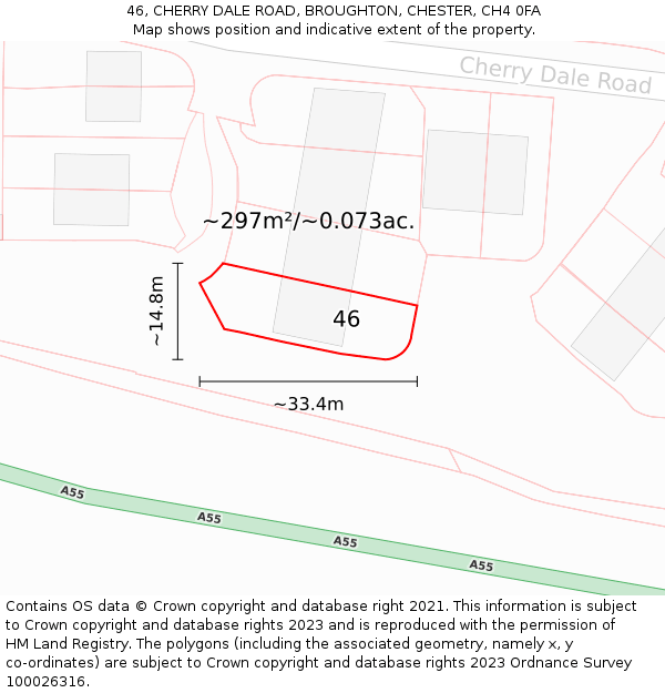 46, CHERRY DALE ROAD, BROUGHTON, CHESTER, CH4 0FA: Plot and title map