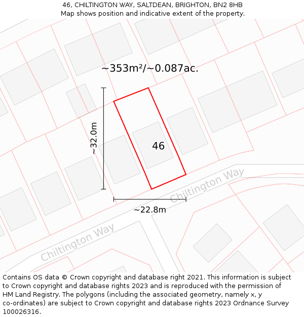 46, CHILTINGTON WAY, SALTDEAN, BRIGHTON, BN2 8HB: Plot and title map