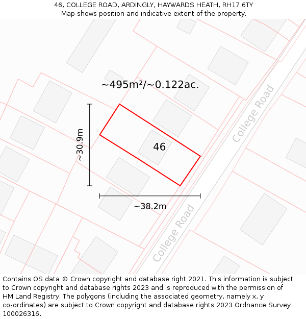 46, COLLEGE ROAD, ARDINGLY, HAYWARDS HEATH, RH17 6TY: Plot and title map