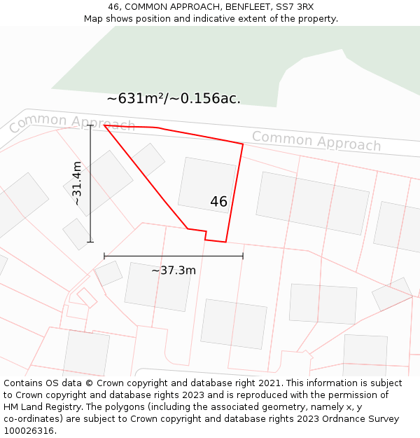 46, COMMON APPROACH, BENFLEET, SS7 3RX: Plot and title map