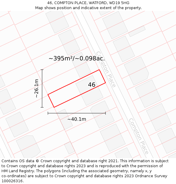 46, COMPTON PLACE, WATFORD, WD19 5HG: Plot and title map