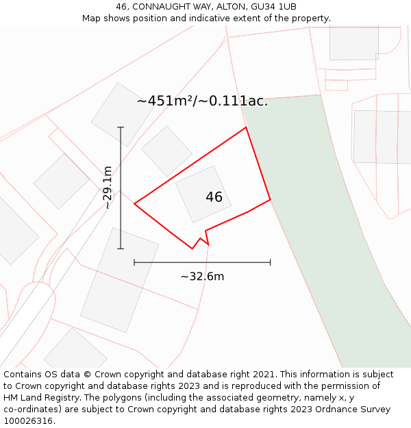 46, CONNAUGHT WAY, ALTON, GU34 1UB: Plot and title map