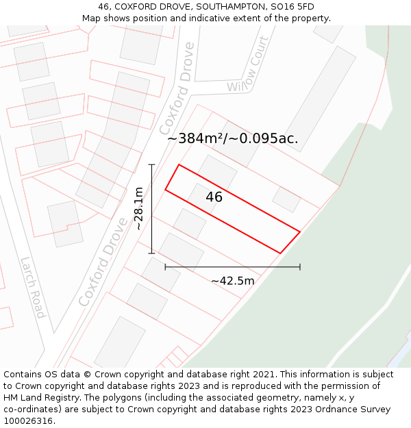 46, COXFORD DROVE, SOUTHAMPTON, SO16 5FD: Plot and title map