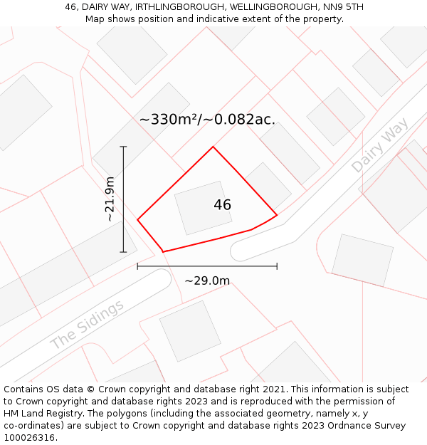 46, DAIRY WAY, IRTHLINGBOROUGH, WELLINGBOROUGH, NN9 5TH: Plot and title map