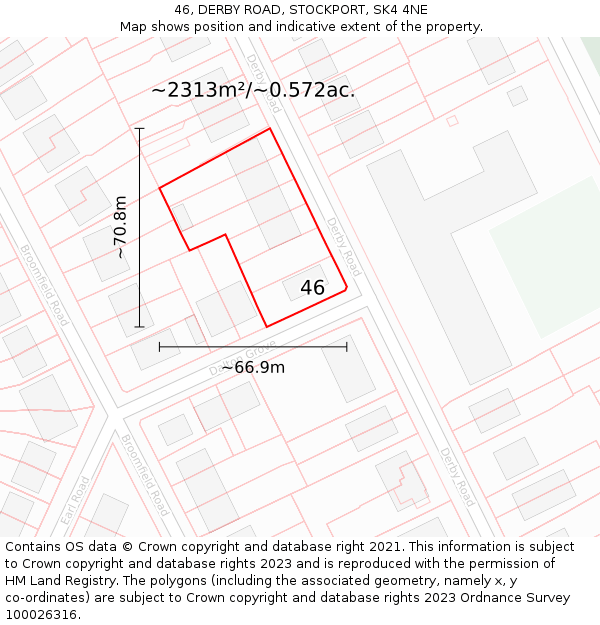 46, DERBY ROAD, STOCKPORT, SK4 4NE: Plot and title map