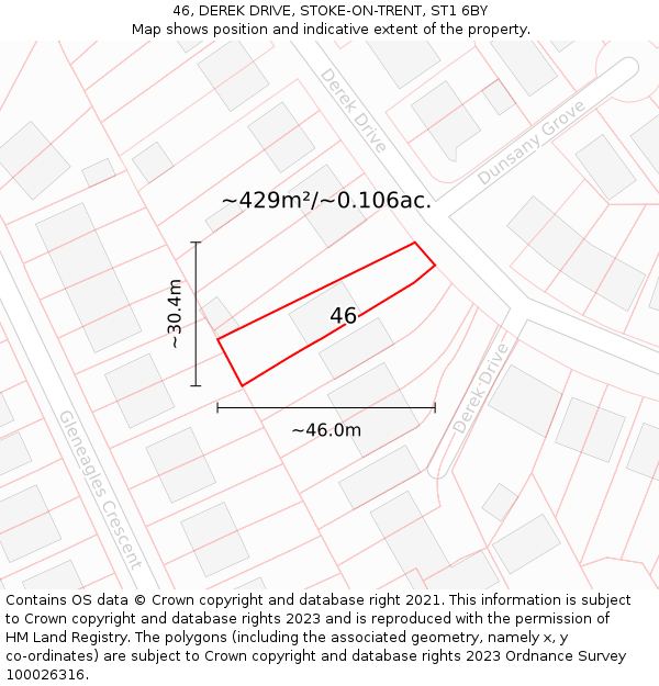 46, DEREK DRIVE, STOKE-ON-TRENT, ST1 6BY: Plot and title map