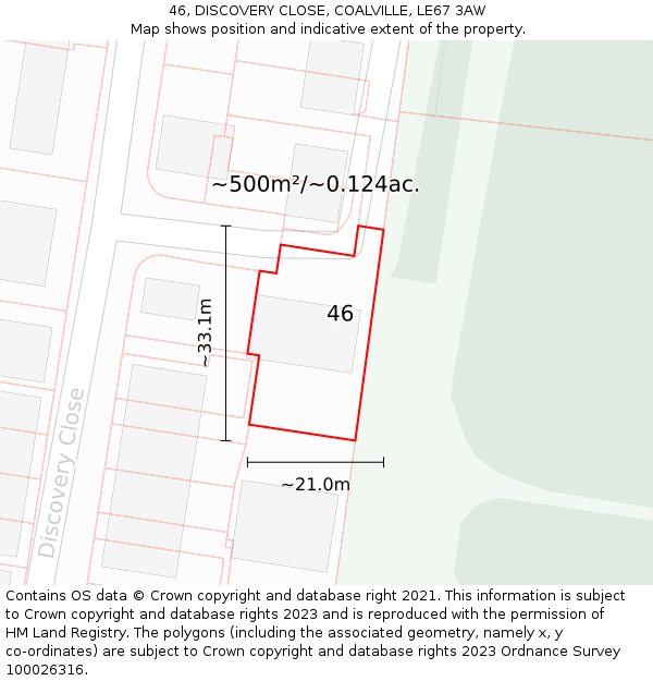 46, DISCOVERY CLOSE, COALVILLE, LE67 3AW: Plot and title map
