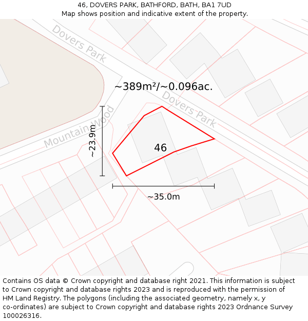 46, DOVERS PARK, BATHFORD, BATH, BA1 7UD: Plot and title map