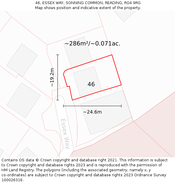 46, ESSEX WAY, SONNING COMMON, READING, RG4 9RG: Plot and title map