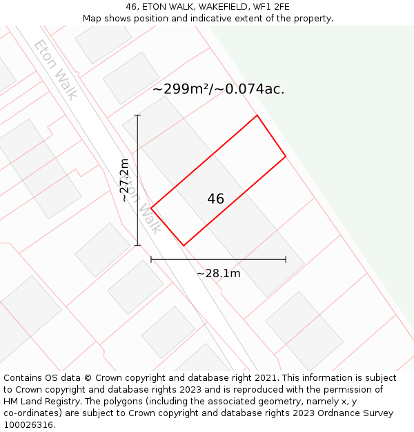 46, ETON WALK, WAKEFIELD, WF1 2FE: Plot and title map