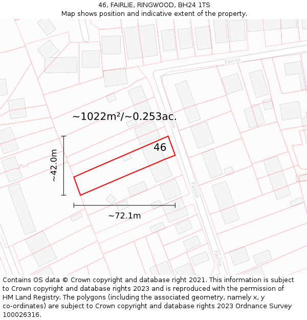 46, FAIRLIE, RINGWOOD, BH24 1TS: Plot and title map