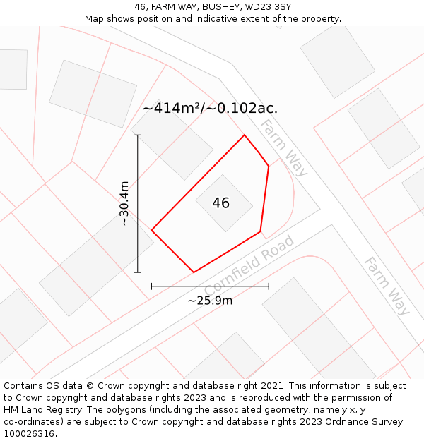 46, FARM WAY, BUSHEY, WD23 3SY: Plot and title map