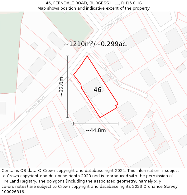 46, FERNDALE ROAD, BURGESS HILL, RH15 0HG: Plot and title map