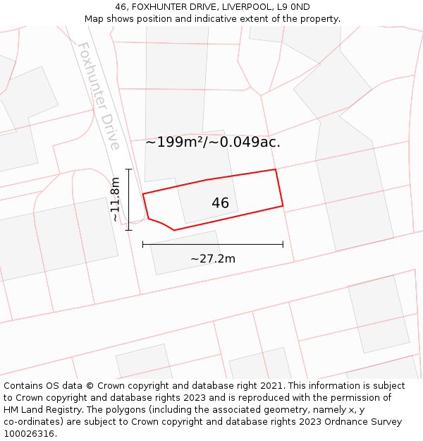 46, FOXHUNTER DRIVE, LIVERPOOL, L9 0ND: Plot and title map