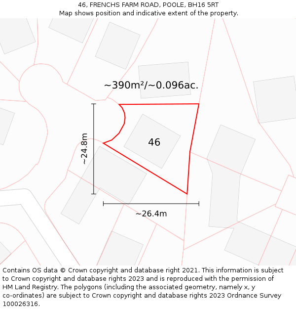 46, FRENCHS FARM ROAD, POOLE, BH16 5RT: Plot and title map