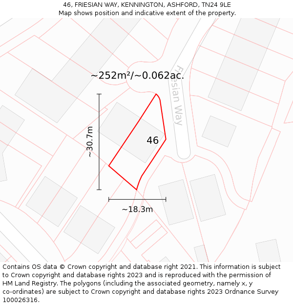 46, FRIESIAN WAY, KENNINGTON, ASHFORD, TN24 9LE: Plot and title map