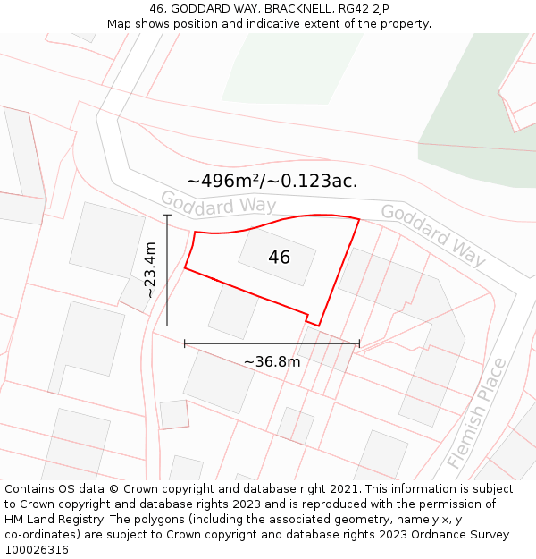 46, GODDARD WAY, BRACKNELL, RG42 2JP: Plot and title map