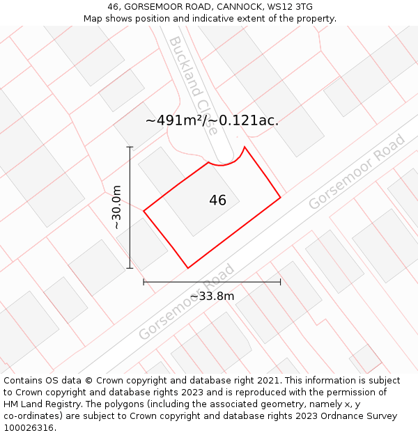 46, GORSEMOOR ROAD, CANNOCK, WS12 3TG: Plot and title map