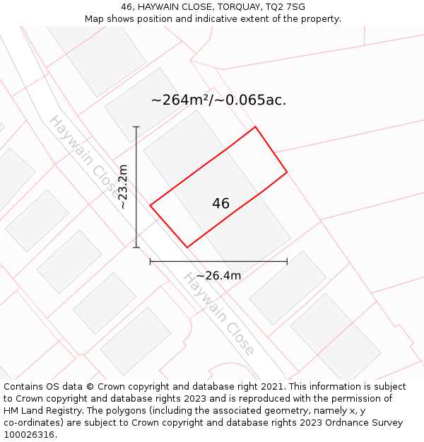 46, HAYWAIN CLOSE, TORQUAY, TQ2 7SG: Plot and title map