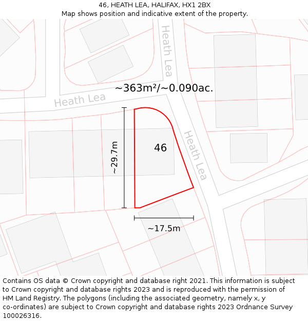 46, HEATH LEA, HALIFAX, HX1 2BX: Plot and title map