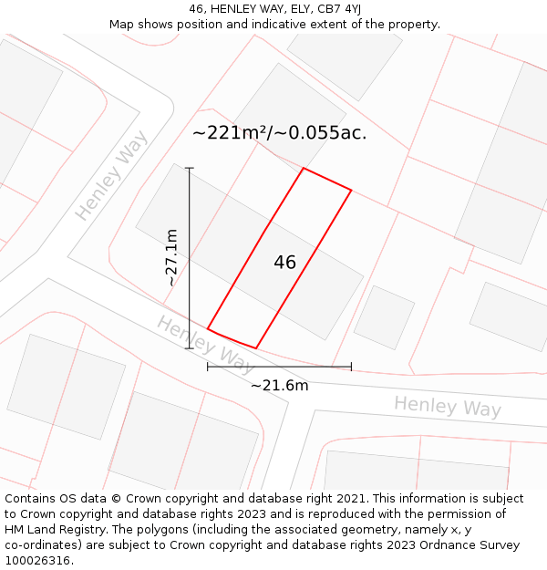 46, HENLEY WAY, ELY, CB7 4YJ: Plot and title map