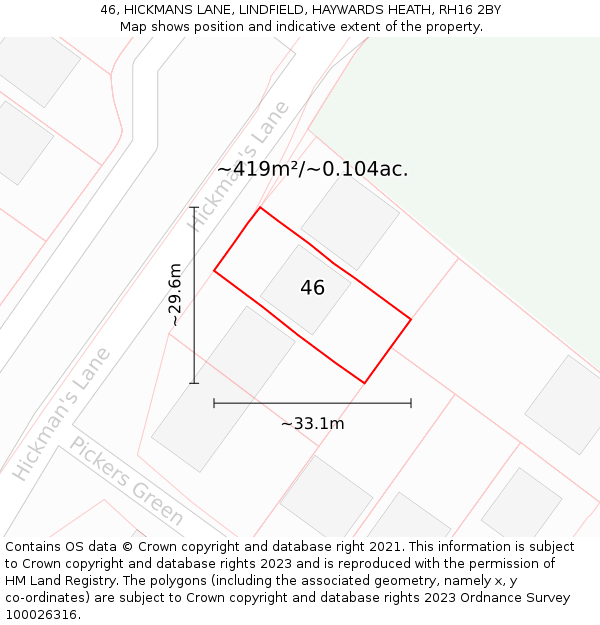 46, HICKMANS LANE, LINDFIELD, HAYWARDS HEATH, RH16 2BY: Plot and title map