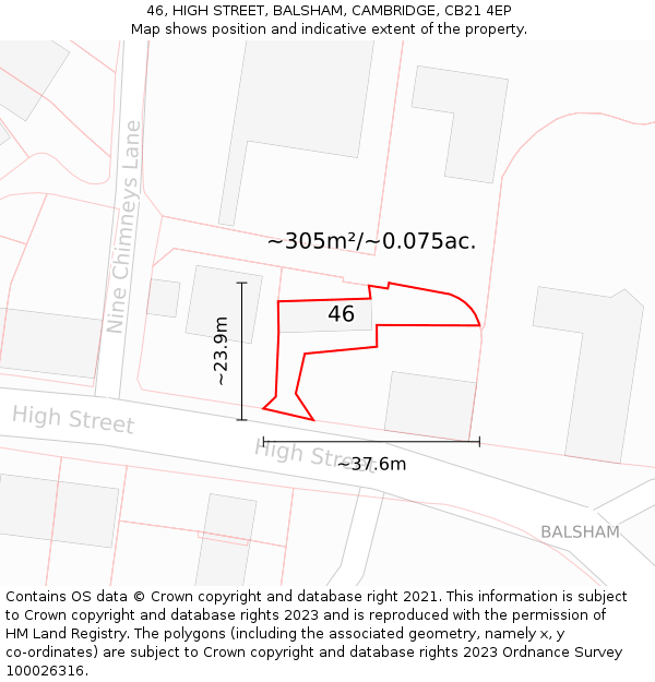 46, HIGH STREET, BALSHAM, CAMBRIDGE, CB21 4EP: Plot and title map