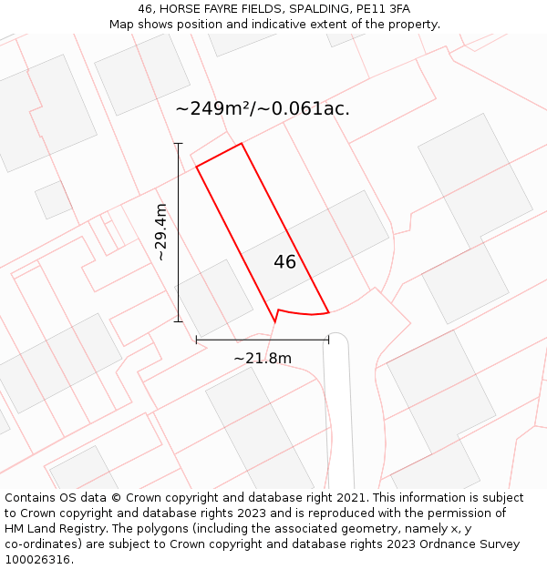 46, HORSE FAYRE FIELDS, SPALDING, PE11 3FA: Plot and title map