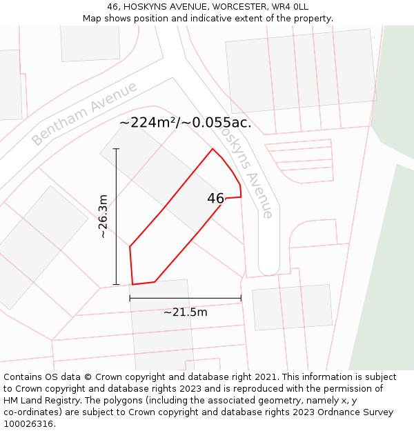 46, HOSKYNS AVENUE, WORCESTER, WR4 0LL: Plot and title map