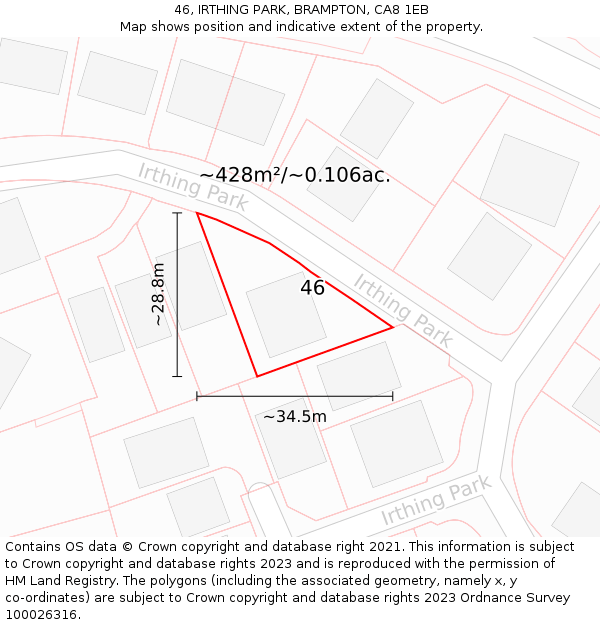 46, IRTHING PARK, BRAMPTON, CA8 1EB: Plot and title map