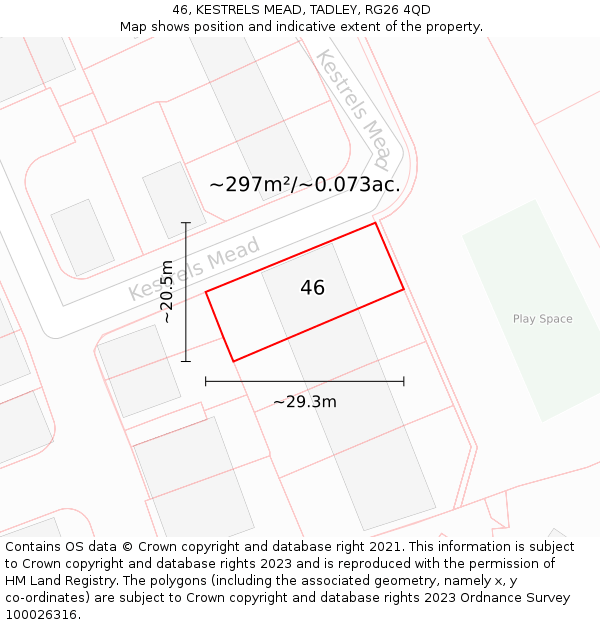 46, KESTRELS MEAD, TADLEY, RG26 4QD: Plot and title map