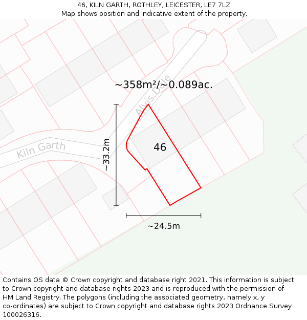 46, KILN GARTH, ROTHLEY, LEICESTER, LE7 7LZ: Plot and title map