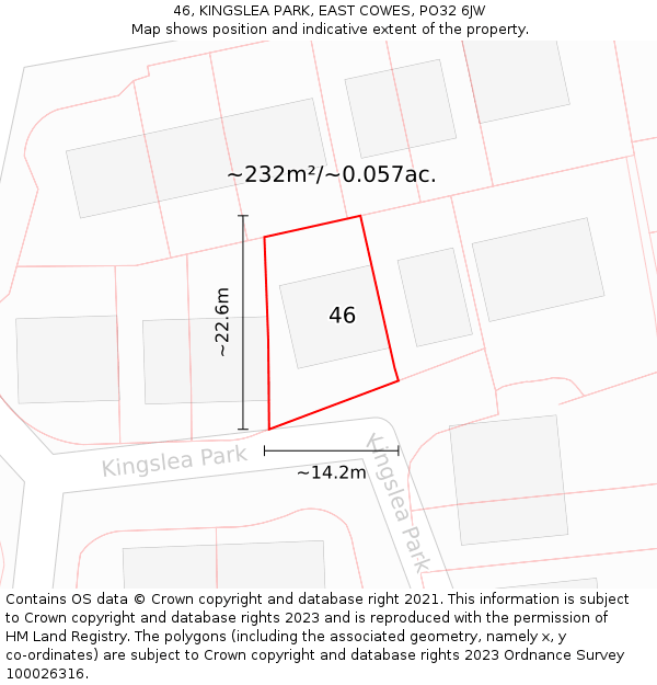 46, KINGSLEA PARK, EAST COWES, PO32 6JW: Plot and title map